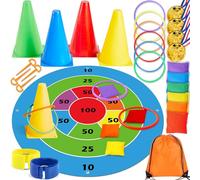 Lubibi 3 in 1 Ring Toss Game Carnival Games Set, Plastic Cones Bean Bags Ring Toss Games With Storage Bag, Throwing Rings For Kids & Adult Outdoor Garden Party Sports Day Games Outdoor Indoor Activity
