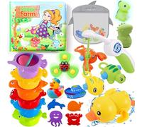 Lubibi Baby Bath Toys, 22 PCS Toddler Bath Tub Toys, Rubber Ducks,Bath Books, Fishing Toy, Stacking Cups, Floating toys, Paddling Pool Toys, Toddler Education Toys Bath-time Shower Gifts