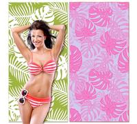 Lubibi Beach Towel, 2 Pack Oversized Microfiber Beach Towel for Adult Men Women Kids, Palm Tree Pattern, Lightweight Quick Drying Sand Free Pool Towel for Swimming, Sports, Beach, Gym(80 * 160cm)