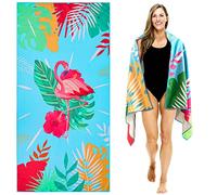 Lubibi Beach Towel, 80 * 160cm Oversized Microfiber Beach Towel for Adult Kids, Lightweight Extra Large Quick Drying Sand Free Soft Pool Towel for Swimming, Sports, Beach, Gym(Flamingo)