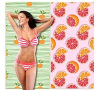 Lubibi Beach Towel, Oversized Microfiber Beach Towel for Adult Kids, 2 Pack Fruit Towel, Lightweight Extra Large Quick Drying Sand Free Pool Towel for Swimming, Sports, Beach, Gym(80 * 160cm)
