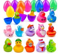 Lubibi Easter Egg Filler Toys, 12 Pcs Rubber Ducks Multipack with 12 Vibrant Colored Easter Eggs, Perfect Easter Basket Fillers ,Party Favors Easter Gift for Kids 3 4 5 6 7 Years old