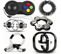 Lubibi Fidget Toys Pack 6Ps Sensory Stress Relief Toy For Kids Teens Adults | Includes Fidget Pad, Infinite Flip Toy, Roller Chain & Tangle Rope, Anxiety & Anger Relief Gift For Classroom Office Travel