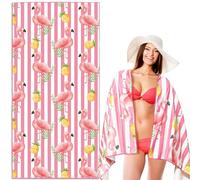 Lubibi Microfiber Beach Towel Set - Extra Large, Sand-Free, Lightweight Stylish Beach Towel, with Flamingo and Pineapple Patterns, for Kids, Adults, Family, Travel, Gym and Pool(80 * 160cm)