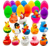 Lubibi Prefilled Easter Eggs With 12 pcs Rubber Ducks Creative Unique Easter Egg Hunt Supplies Easter Basket Stuffers Bath toys Easter Filler Stuffer Party Supplies Favors For Kid Toddlers