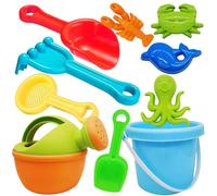 Lubibi Sand Toy Set for Children, 10 Piece Sandpit Toy Set with Sand Moulds, Watering Can, Bucket, Shovel Tool Sets, Outdoor Beach Toy and Water Toy for Children, Boys, Girls