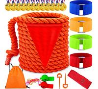 Lubibi Sports Days Kit,20ft Tug Of War Rope Kit With Three-legged Race Band Whistles Medals Marking Line Carry Bag, Outdoor Play Sports Day Family Party Beach Party Game For Kids Adults