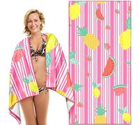 Lubibi Stylish Microfibre Beach Towel - 80x160cm, Extra Large, Quick-Dry, Sand-Free, Absorbent, Lightweight, with Tropical Fruit Design - Perfect for Beach, Pool, Travel, Beach Lovers of All Ages