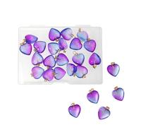 LUBINGSHINE 24pcs Heart Shape Glass Pendants, Purple Love Heart Crystal Charms Pendant for Valentine's Day Necklace Bracelet Earrings Jewelry Making (Purple 24pcs)