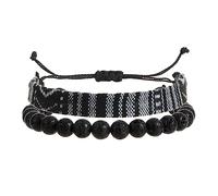 LUBINGSHINE 2pcs Boho Surfer Bracelet Set Women & Men - Handmade Summer Beach Bracelets - Adjustable & 100% Waterproof - Festival Accessories - Beaded & Braided, adjustable, Stone, crystal