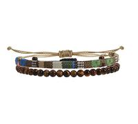 LUBINGSHINE 2pcs Surfer Beach Bracelet, Weave Bracelets for Men Women, Handmade Boho Beaded Braided Bracelets, Summer Jewelry Wrap Bracelets, Waterproof Adjustable Anklet, One Size, Crystal, crystal