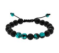 LUBINGSHINE 8mm Lava Rock Bracelet Braided Rope Healing Natural Stone Yoga Meditation Bracelet Bangle for Men Women Black