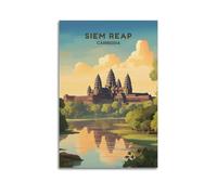 LubinLAJ Siem Reap Cambodia Vintage Travel Poster Print Photo Art Canvas Home Decorative Bedroom Modern Decors 20x30inch(50x75cm)