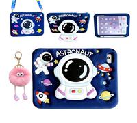 Lubiogio 3D Cute Astronaut Case for Samsung Galaxy Tab A11+ Plus 2025/A9+ Plus 2023 11 inch,Kawaii Cartoon Space Astronaut Soft Silicone Foldable Stand Case with Lanyard for Teens Girls Women