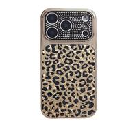 Lubiogio Luxury Bling Diamond Large Window Camera Lens Protector Case for iPhone 17 Pro 6.3 inch.Soft TPU Bumper Hard PC Back Shockproof Classic Cheetah Leopard Print Aesthetic Women Girly Trend Case
