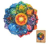 Lubiwood Mandala Elements Deluxe Wooden Puzzle in the Shape of Unique Nature (24 x 24 cm) - Designed in Europe, Encourages Concentration, Supplied with Wooden Gift Box - Ideal for Adults