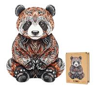 Lubiwood Unique Shaped Clumsy Panda Wooden Puzzle (29x21 cm) - 147 Intricate Pieces, Includes Wood Gift Box - An Ideal Engaging Gift