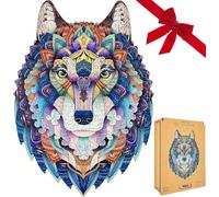 Lubiwood Unique Shaped Wild Wolf Wooden Puzzle (29x21 cm) - 145 Intricate Pieces, Includes Wood Gift Box - An Ideal Engaging Gift