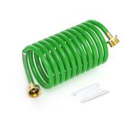 LUBIYACK 10FT PU Recoil Garden Water Hose with 3/4" Brass Fittings, Green | 3/8" ID, Retractable, Swivel Female, for Boating, Pool & Spa, RV, Home and Garden