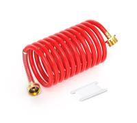 LUBIYACK 15FT PU Recoil Garden Water Hose with 3/4" Brass Fittings, Red | 3/8" ID, Retractable, Swivel Female, for Boating, Pool & Spa, RV, Home and Garden