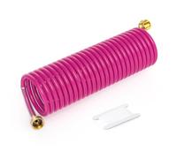 LUBIYACK 25FT PU Recoil Garden Water Hose with 3/4" Brass Fittings, Purple | 3/8" ID, Retractable, Swivel Female, for Boating, Pool & Spa, RV, Home and Garden