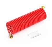 LUBIYACK 25FT PU Recoil Garden Water Hose with 3/4" Brass Fittings, Red | 3/8" ID, Retractable, Swivel Female, for Boating, Pool & Spa, RV, Home and Garden