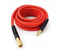 LUBIYACK Flexible Air Hose 3/8" ID by 6FT, with 1/4" Fittings Red