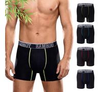 LUBOT Mens Boxers Shorts Bamboo, 4 Pack Anti Chafing Underwear for Men, Moisture-Wicking Boxer Shorts with 3D Pouch, Mix A, L Black