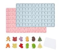 LUBOXIN 2 PCS Christmas Silicone Mold 72-Cavity Chocolate Silicone Mould Santa Snowman Stocking Gingerbread Bell Tree Shape Christmas Mini Candy Molds with Scraper for Jelly Biscuits Cookies Pudding
