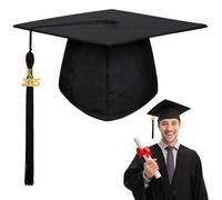 LUBOXIN Graduation Hat for Adults, Graduation Cap with 2025 Year Charm and Tassel, 2025 Academic Mortar Board for University High School Bachelor Graduation Party Decorations Adjustable - Black