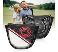 LUBOXIN Putter Head Covers, 1Pcs Black Mallet Putter Headcover, PU Leather Golf Putter Head Covers Fit for Odyssey Putters Covers, Protection for Golf Clubs Head (White)