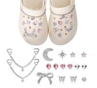 LUBOXIN Shoe Charms Butterfly Shoes Decoration Charms for Clog Shoes | Cute Bling Silver DIY Sandals Shoe Charms with Rhinestone Decorative Accessories for Women Girls Shoes Clog Sandals