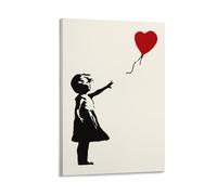 LUBOYANG Street Graffiti Poster Banksy Poster Girl with Balloon Canvas Print Wall Art Poster Decorative Painting; Frame; 16x24inch(40x60cm)