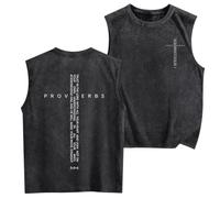 Lubpow Christian Gym Workout Tank Tops for Men Vintage Bible Verse Cross Graphic Sleeveless Muscle Shirts Acid Wash Tanks Top, Black, XXL