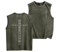 Lubpow Christian Gym Workout Tank Tops for Men Vintage Bible Verse Cross Graphic Sleeveless Muscle Shirts Acid Wash Tanks Top