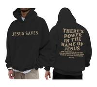 Lubpow Christian Jesus Saves Hoodies for Men Inspirational Religious Faith Sweatshirts Vintage Bible Verse Graphic Pullovers, Black, XXL