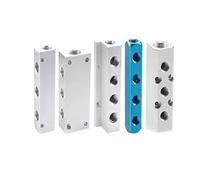 Lubrication System Manifold Block, Centralized Lubrication System Aluminum Splitter 1/2" PT & 1/4 Pneumatic Air Manifold Distributor 2-10 Way(Sy40-02-2f)