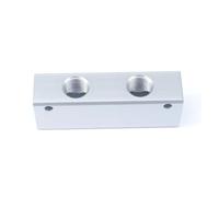 Lubrication System Manifold Block, Pneumatic Air Manifold Block Splitter Solid Aluminum G1/4 Inch BSP 2 Way 4 Port 75x20x25mm