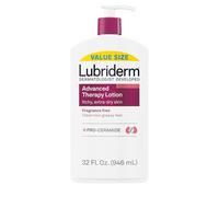 Lubriderm Advanced Therapy Fragrance Free Moisturizing Hand & Body Lotion + Pro-Ceramide with Vitamins E & Pro-Vitamin B5, Intense Hydration for Itchy, Extra Dry Skin, Non-Greasy, 32 fl. oz