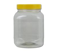Lubrisolve Clear Plastic Storage Jar Style, Size and Colour Options (2667, Square Yellow Lid, 1, SQR2667Y)