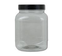 Lubrisolve Clear Plastic Storage Jar Style, Size and Colour Options (995, Square Black Lid, 1, SQR995B)