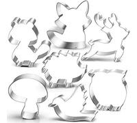 LUBTOSMN Woodland Cookie Cutter Set-3 Inches-7 Piece-Fox, Owl, Deer, Bird, Hedgehog, Squirrel, Mushroom, Forest Animal Cookie Cutters Molds for Kids Birthday Party Woodland Baby Shower