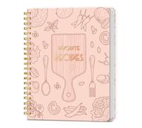 LuBudingJoy Blank Recipe Book to Write in Your Own Recipes, Full Page Sprial Hardcover Personal Recipe Organise, Recipe Journal Hold 140 Recipes(Pink)