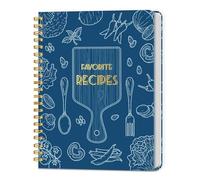LuBudingJoy Blank Recipe Notebook to Write in Your Own Recipes, Full Page Sprial Hardcover Personal Recipe Organise, Recipe Journal Hold 140 Recipes (Blue)