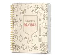 LuBudingJoy Recipe Book for Own Recipes - A4 Spiral Journal to Write Your Personalised Cookbook, Blank Hardcover Family Notebook to Organize Your Recipes (140 Recipes, Wood Color)