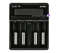 LUC V4 Charger - 4 Independent Channels, LCD Display, Multi-Speed Charging (0.5A/1A/2A), Overcharge and Over-Discharge and Reverse Polarity and Short Circuit Protection, No Nicotine