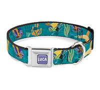 Luca and Alberto Navy Monsters Dog Collar with Safety Belt Buckle Blue 16-23 inches wide