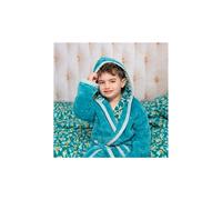 Luca and Rosa Busy Bees Dark Aqua Boys Fleece Dressing Gown - 6-7 years, Aqua