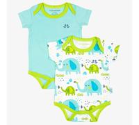 Luca and Rosa Little Elephant Print Boys Pack of 2 Baby Vests - 6-9 Months - Green