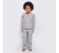 Luca and Rosa Shining Stars Print Boys Button Up Pyjamas - 1-2 years - Grey